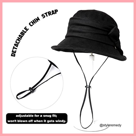 Polyester Blend Cloche Bucket Hat Packable Floppy Fedora